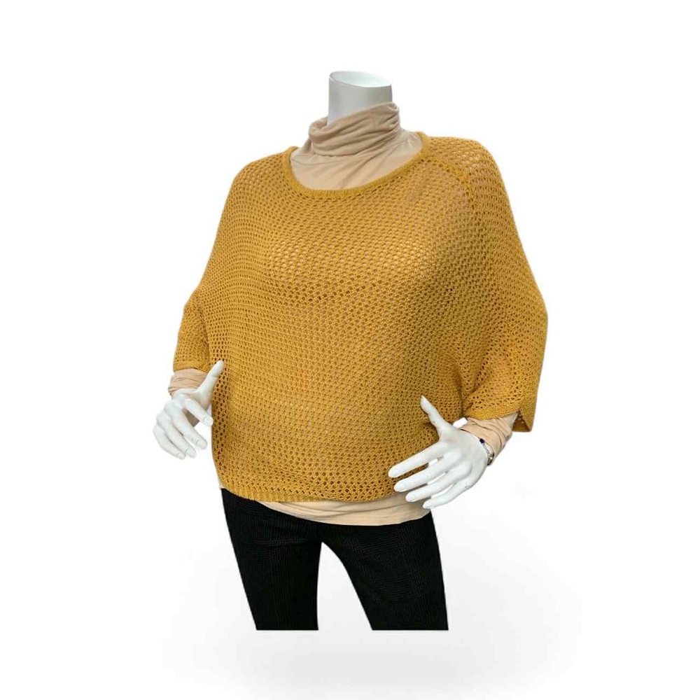 Black Tape Knit Mustard Cowl Neck Sweater Size S